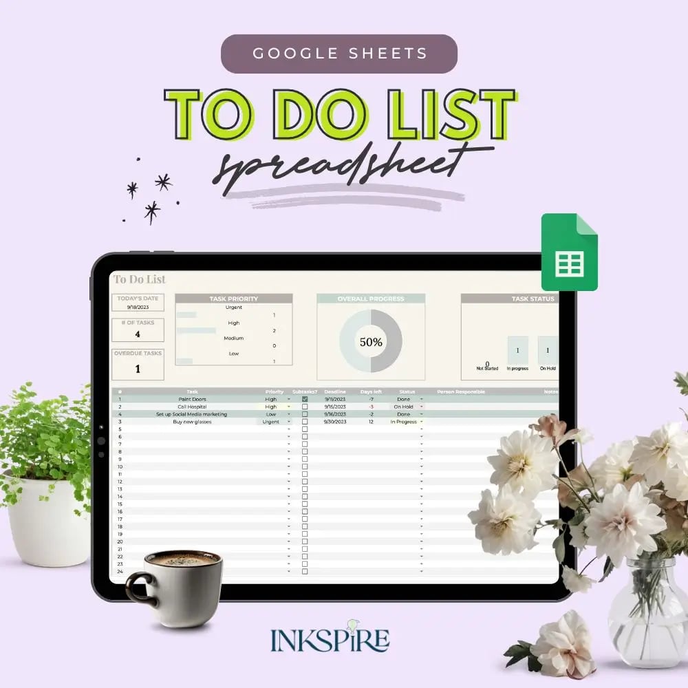 Google Sheets Simple To Do List Spreadsheet Template