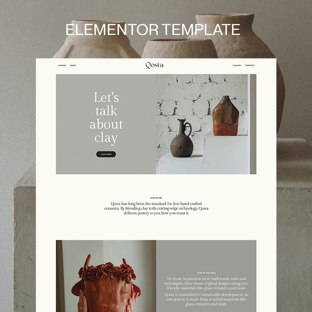 Website Template Homepage for Pottery website