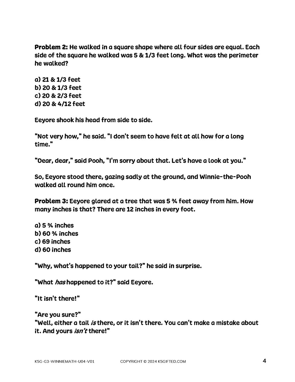 Winnie the Pooh Math for 3rd Grade – Unit 4 thumbnail