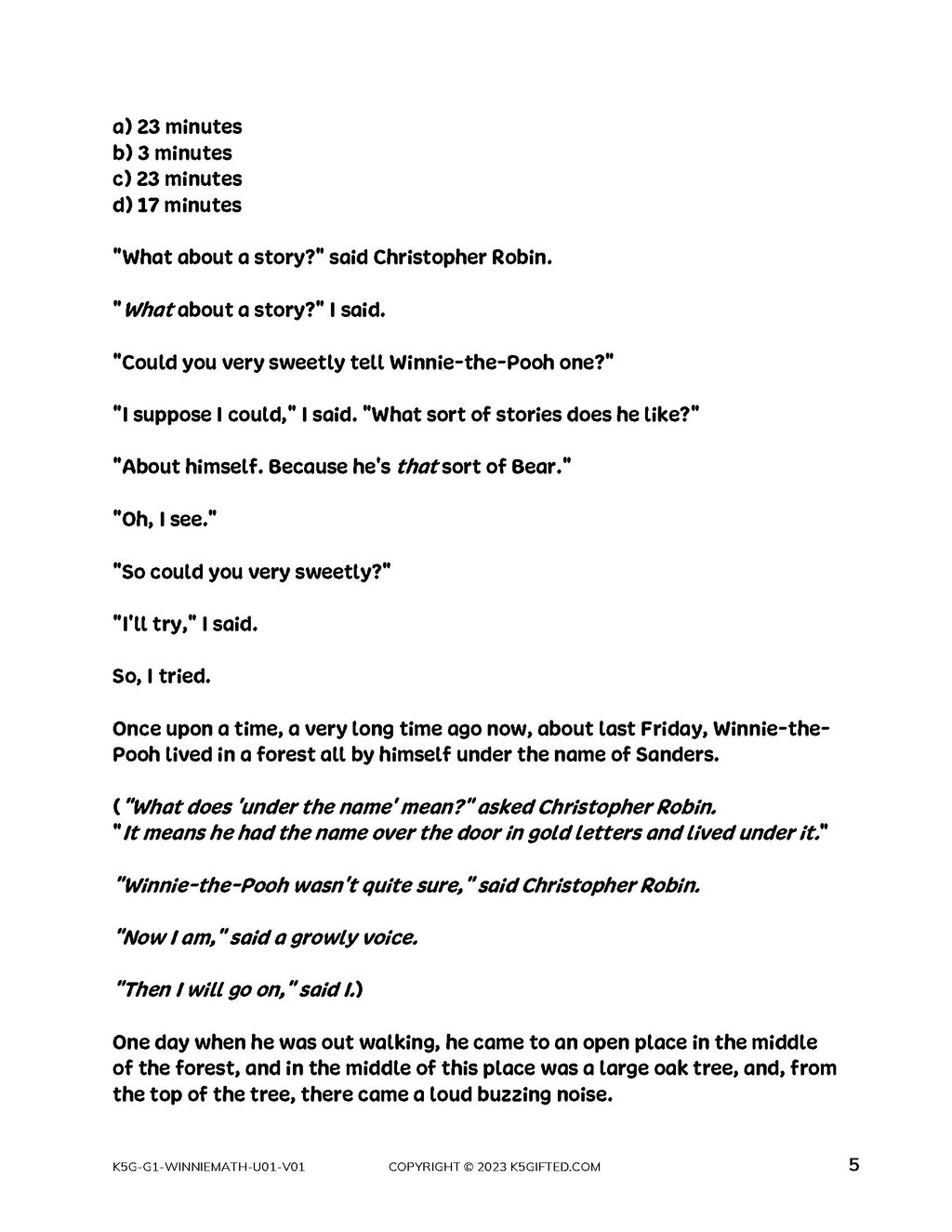 Winnie The Pooh Math For 1st Grade – Unit 1 thumbnail