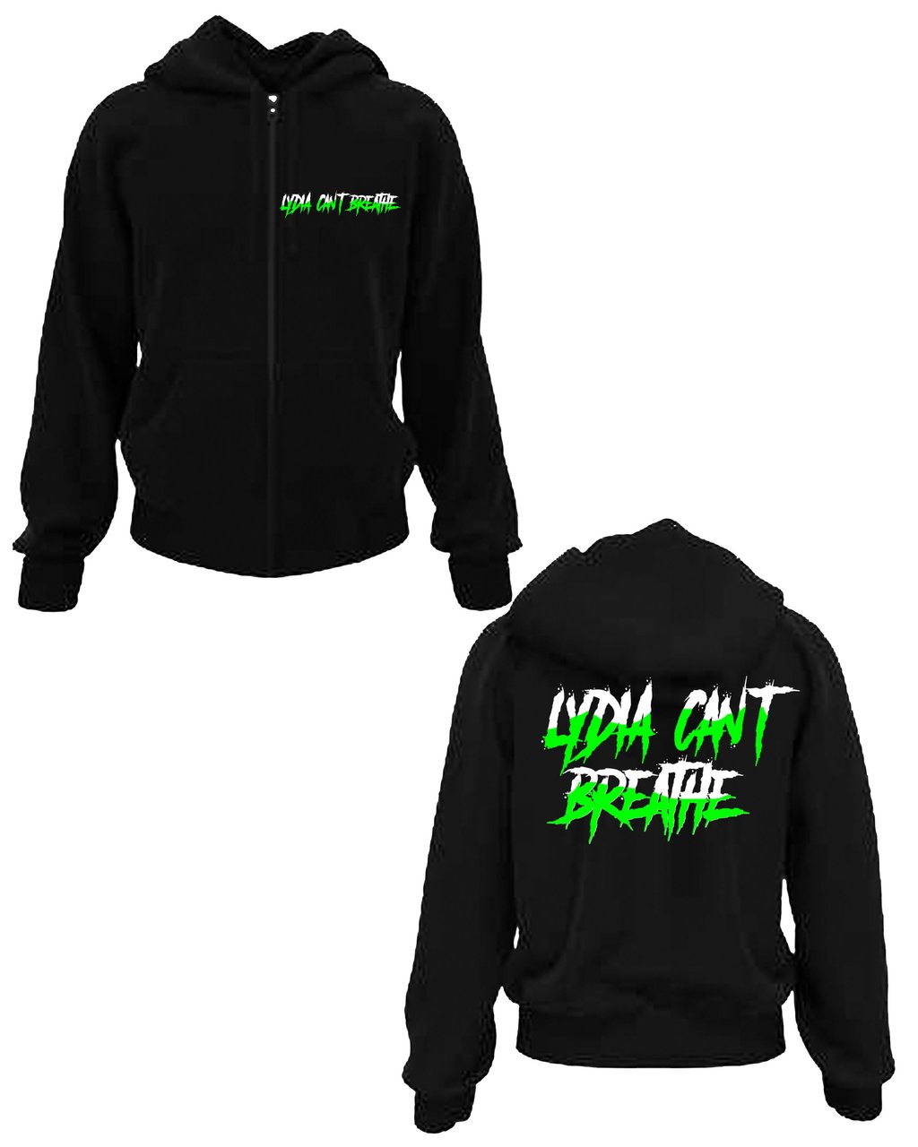 Lydia Can't Breathe Logo Hoodie Front and Back