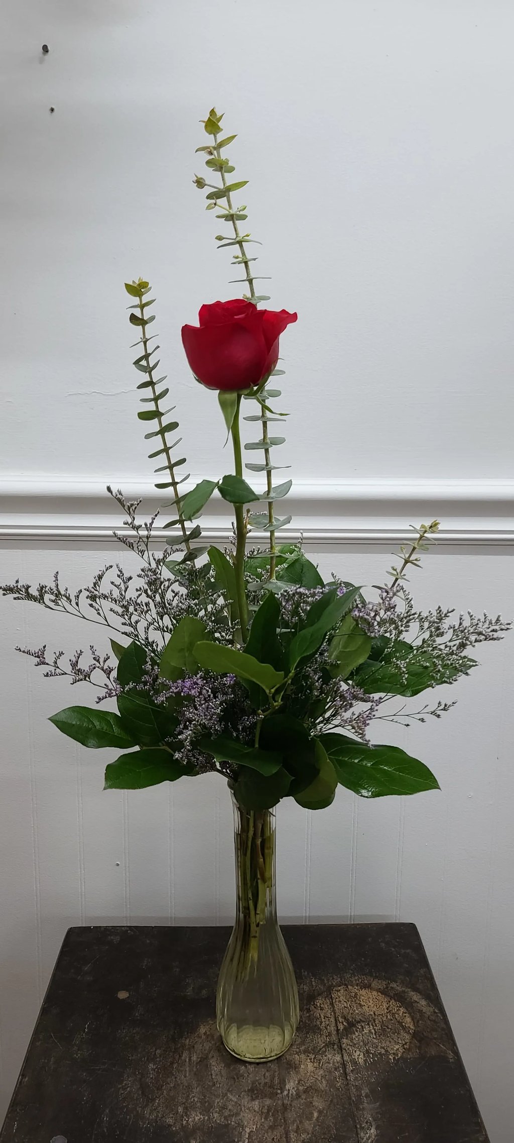 One Long Stem Roses In A Bud Vase