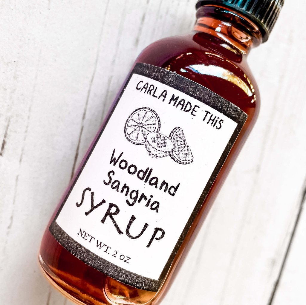 bottle of woodland sangria syrup