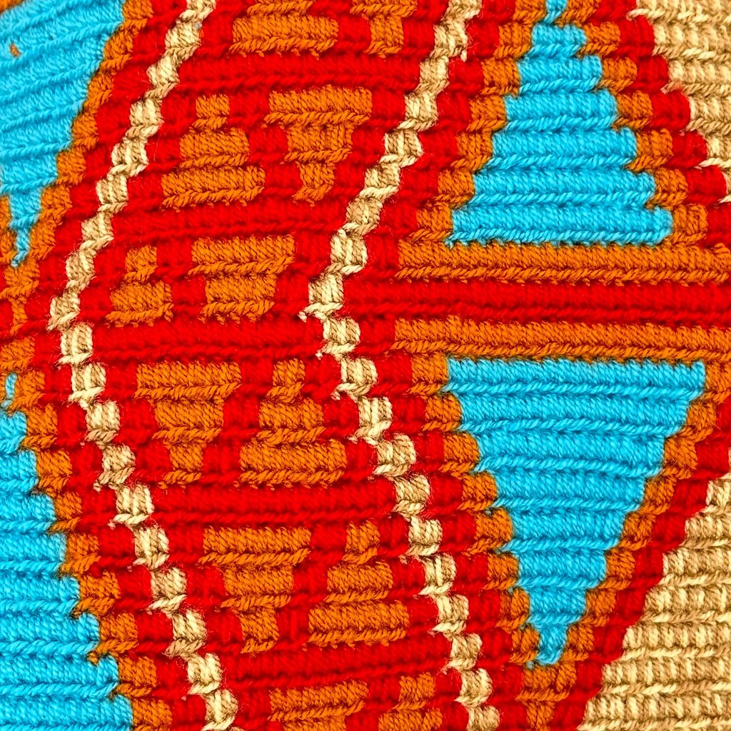 Panier tissé à la main par des tisserandes de la communauté indigène Yayuu en Colombie. Mode éthique. Slow Fashion.