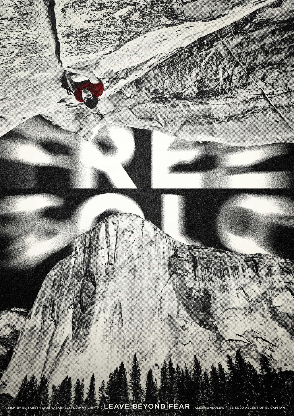 Affiche tirée du film free solo où Alex Honnold escalade El capitain sans corde