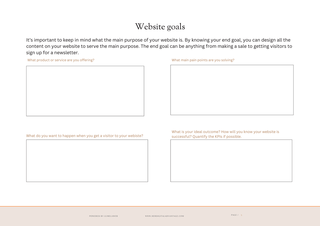 Fillable Website Checklist and Planning Workbook PDF – Her Digital ...