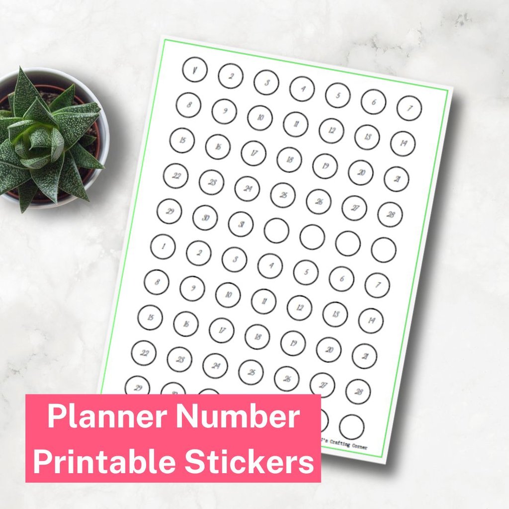 Planner Numbers Printable Stickers