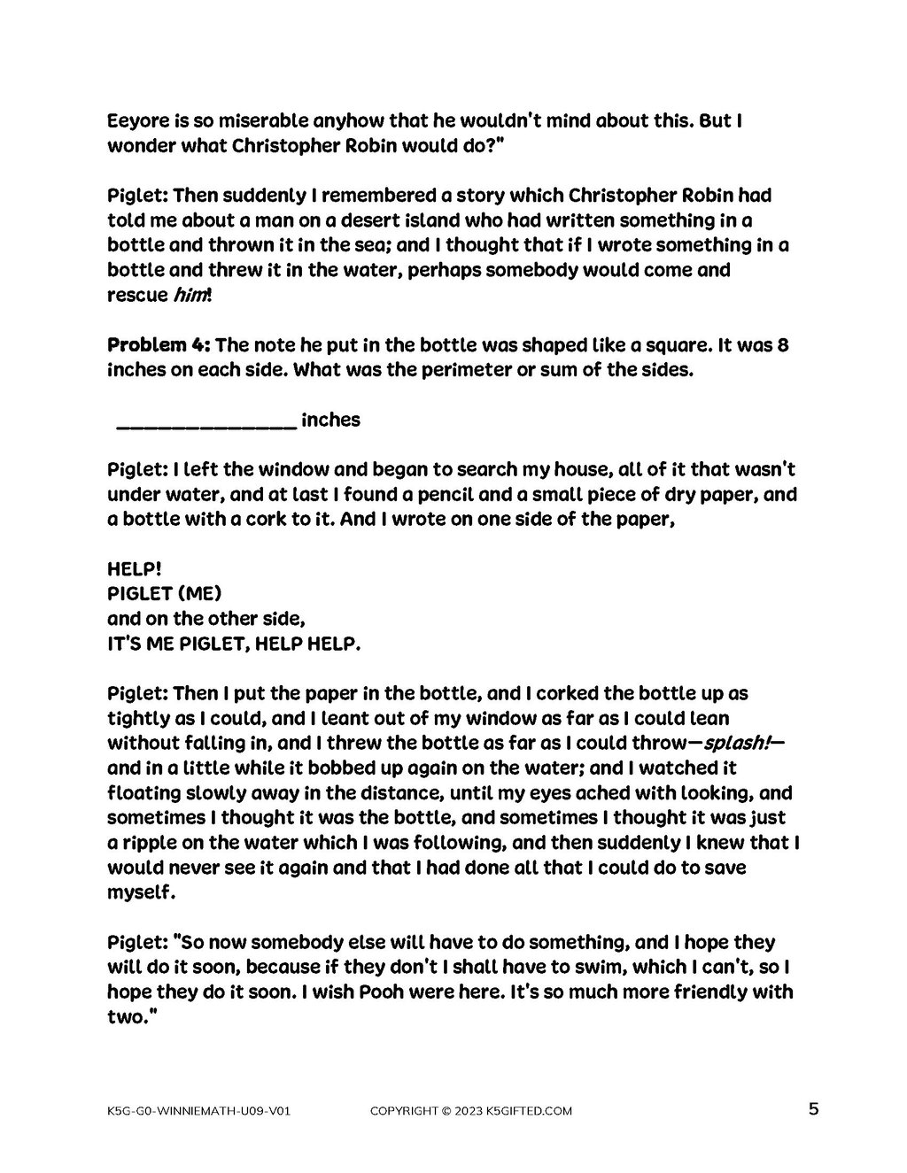 Winnie The Pooh Math For Kindergarten – Unit 9 thumbnail