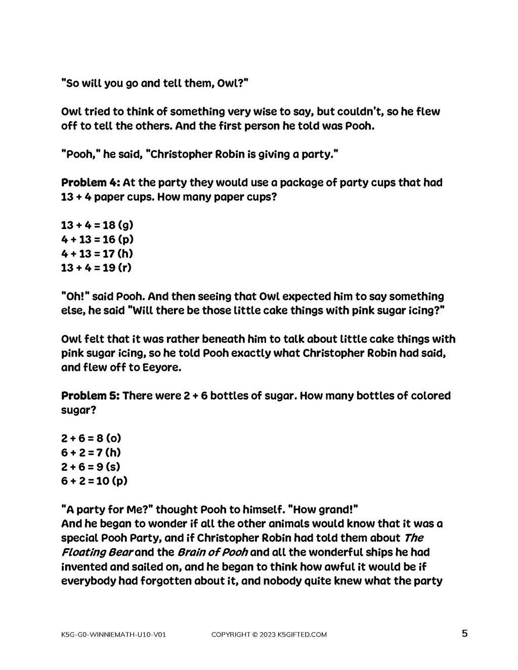Winnie The Pooh Math For Kindergarten – Unit 10 thumbnail