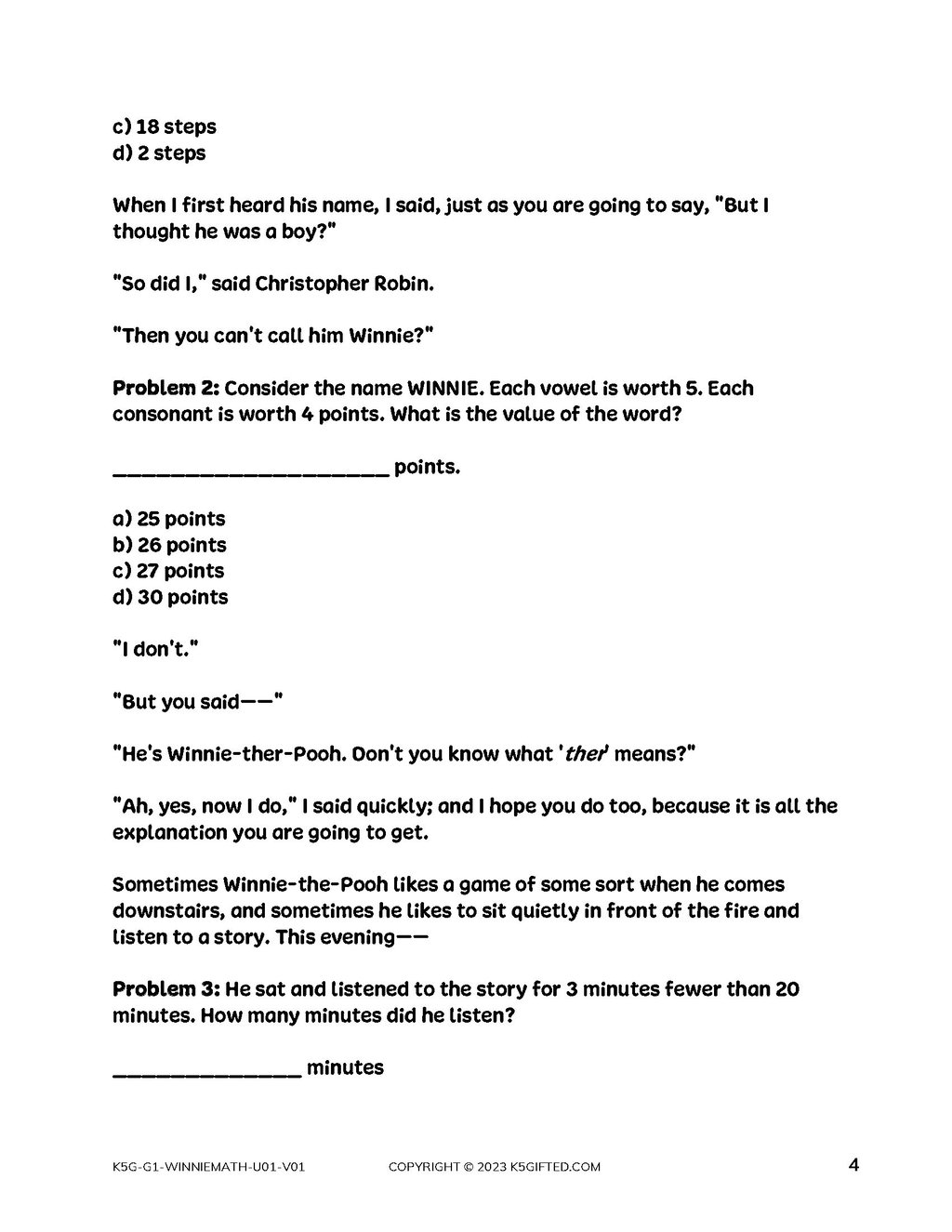 Winnie The Pooh Math For 1st Grade – Unit 1 thumbnail