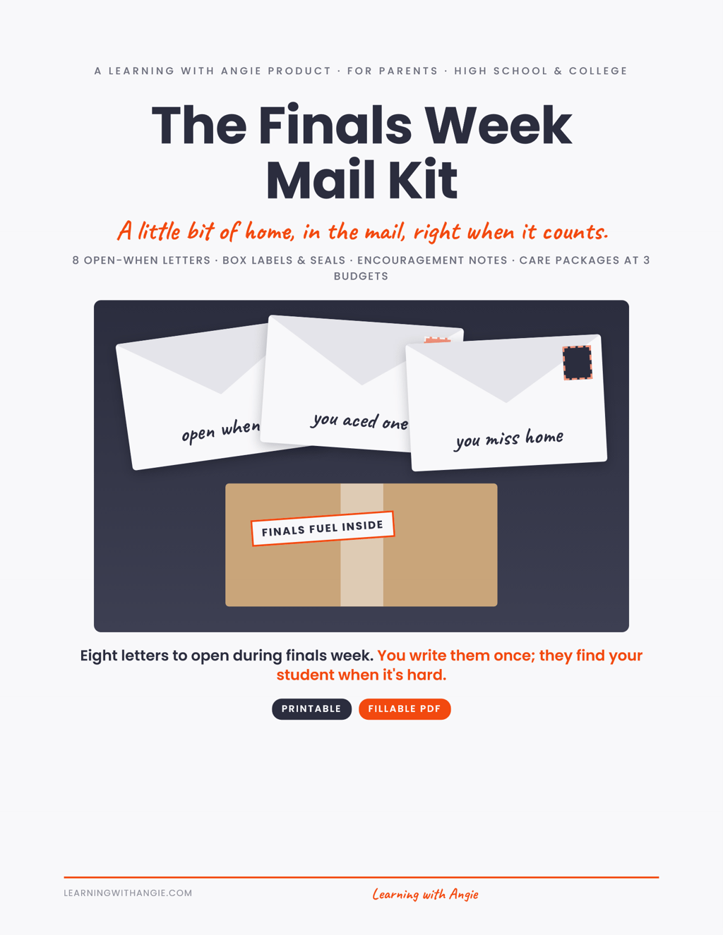 Cover of The Finals Week Mail Kit from Learning with Angie