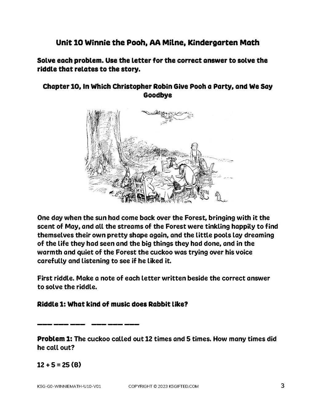 Winnie The Pooh Math For Kindergarten – Unit 10 thumbnail