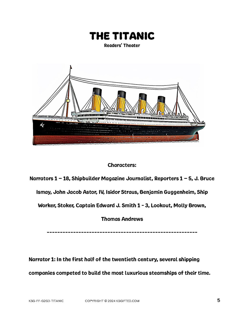 Famous-Flappys: The Titanic, Grades K - 5th - thumbnail
