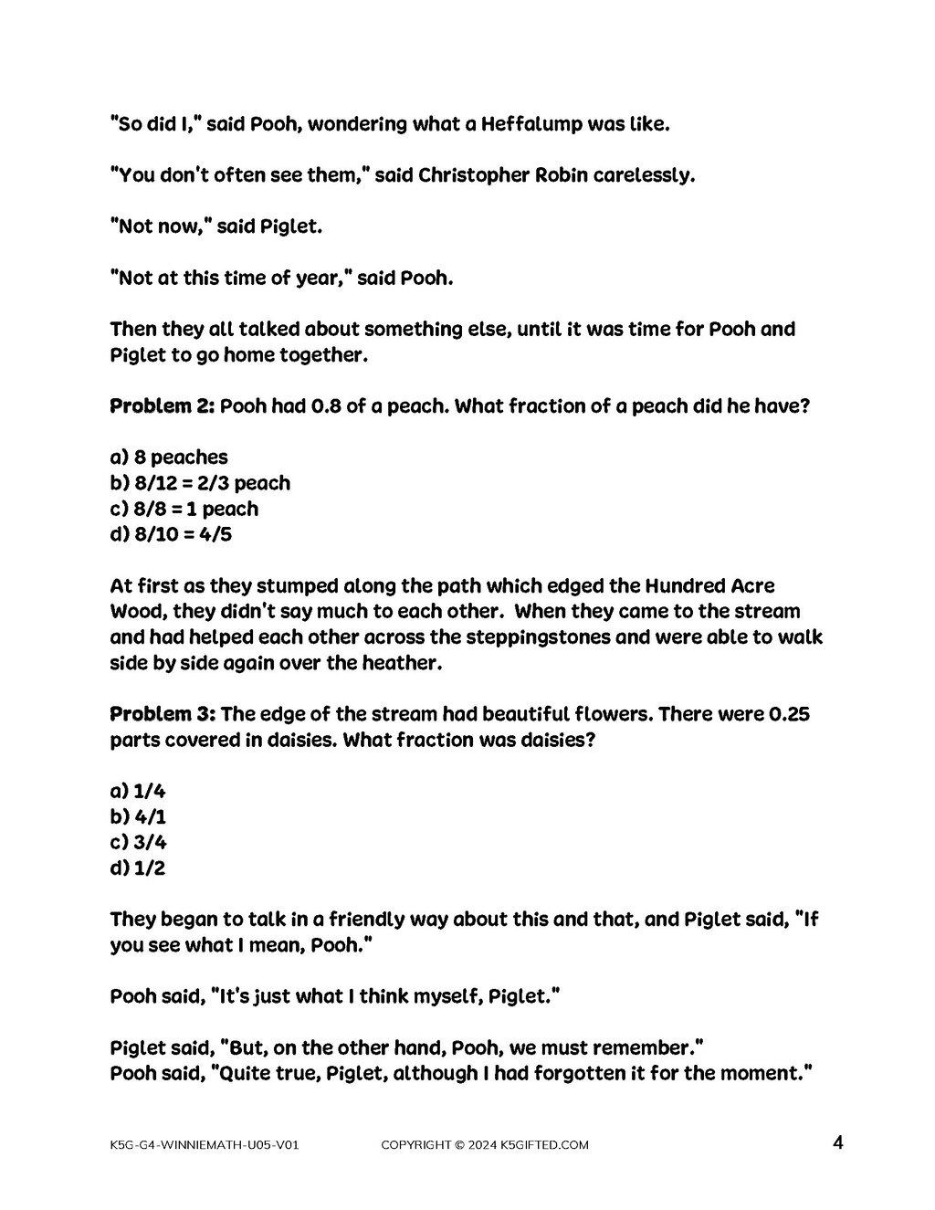 Winnie the Pooh Math for 4th Grade – Unit 5 thumbnail