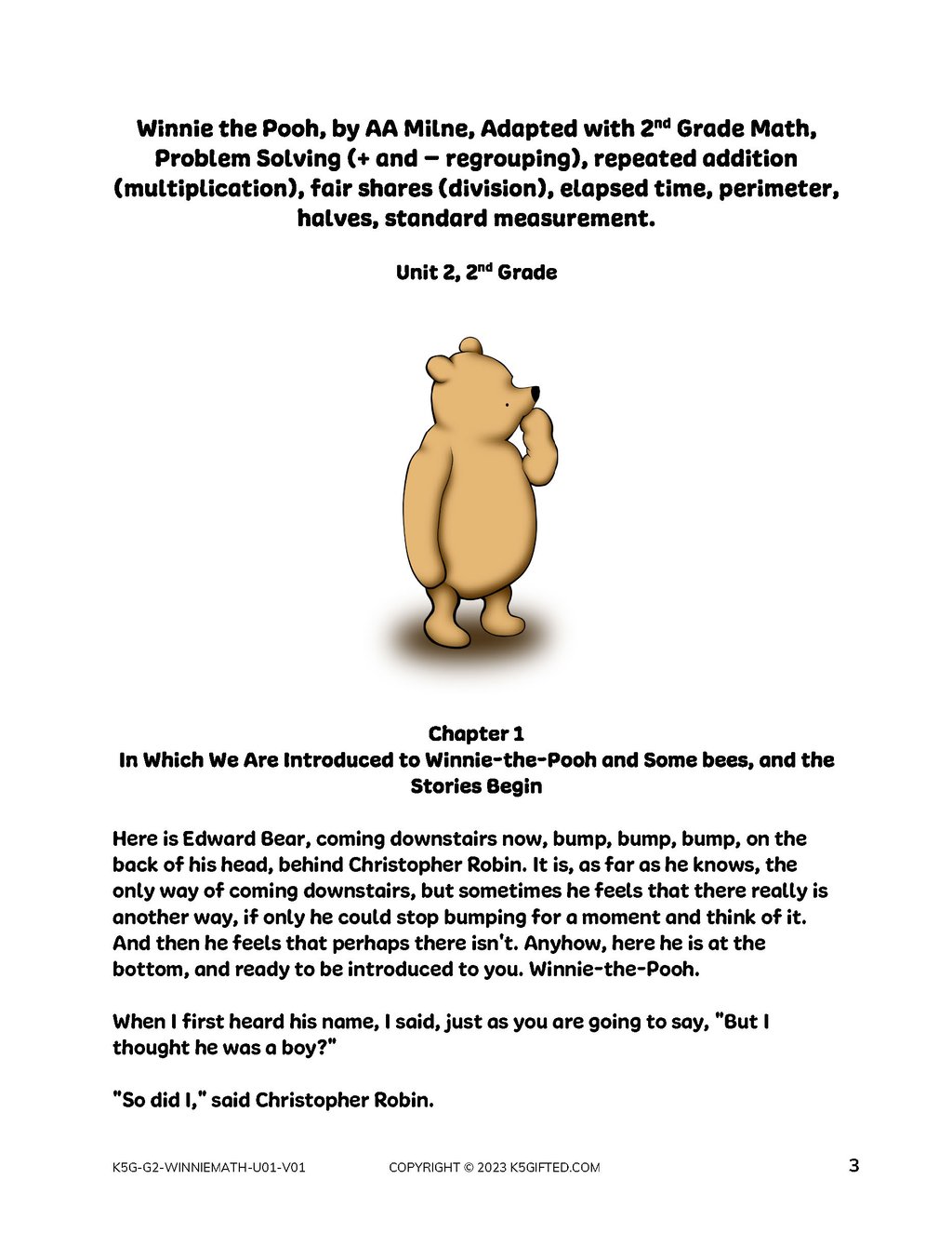 Winnie The Pooh Math For 2nd Grade – Unit 1 thumbnail