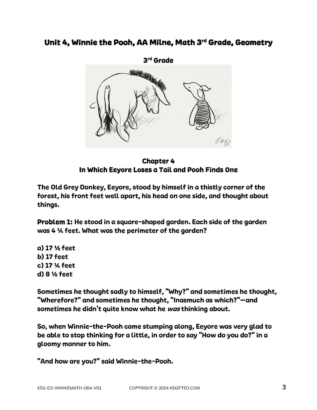 Winnie the Pooh Math for 3rd Grade – Unit 4 thumbnail
