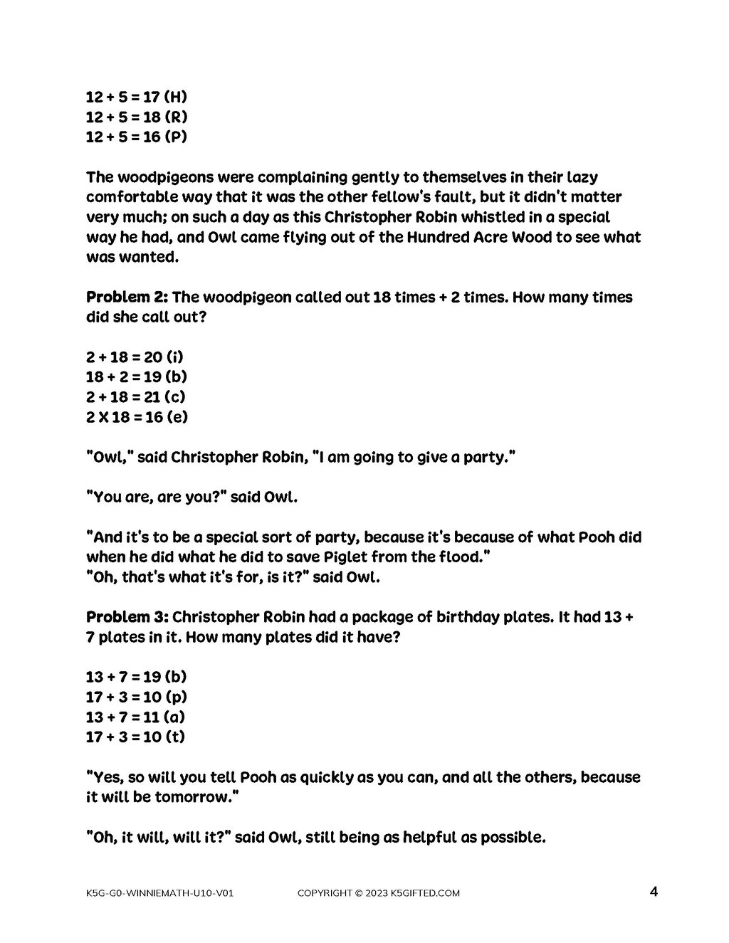 Winnie The Pooh Math For Kindergarten – Unit 10 thumbnail