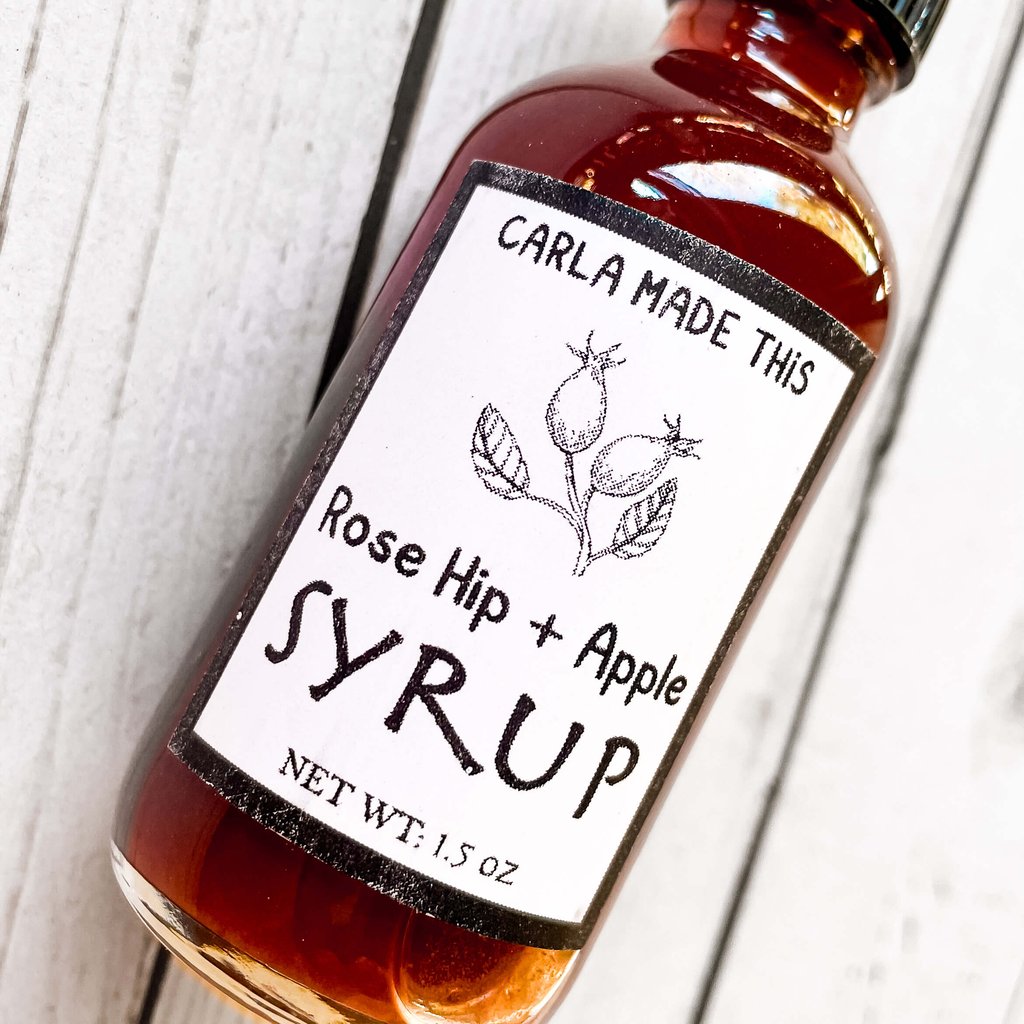 Bottle of rose hip + apple syrup