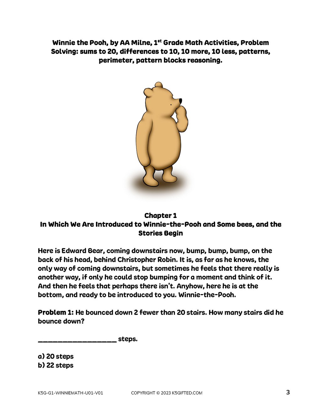 Winnie The Pooh Math For 1st Grade – Unit 1 thumbnail
