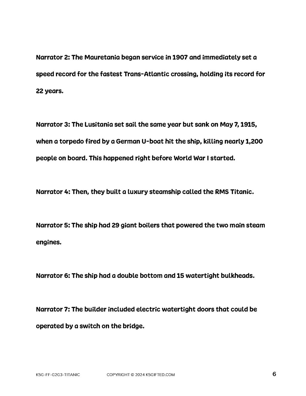 Famous-Flappys: The Titanic, Grades K - 5th - thumbnail