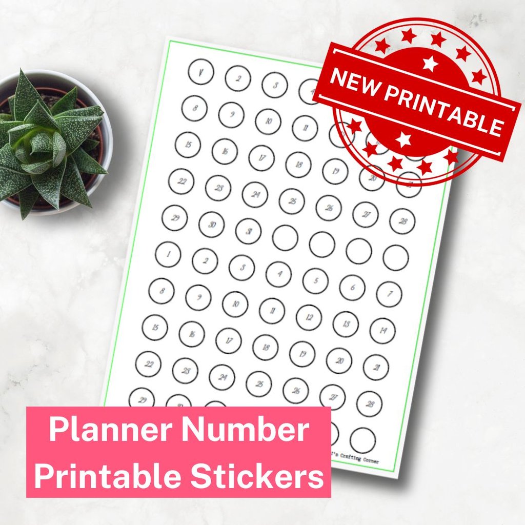NEW - Planner Numbers Printable Stickers