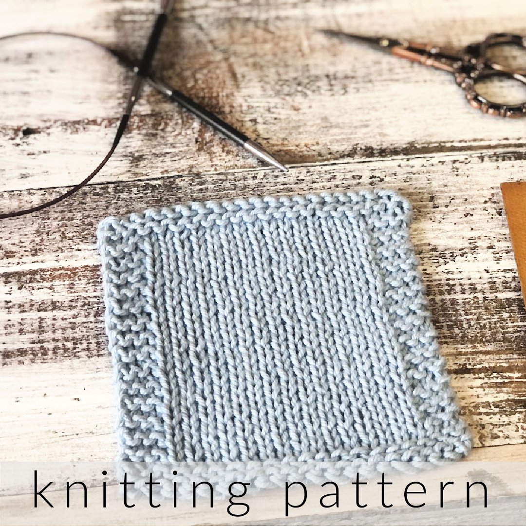 Blue knit square coaster.
