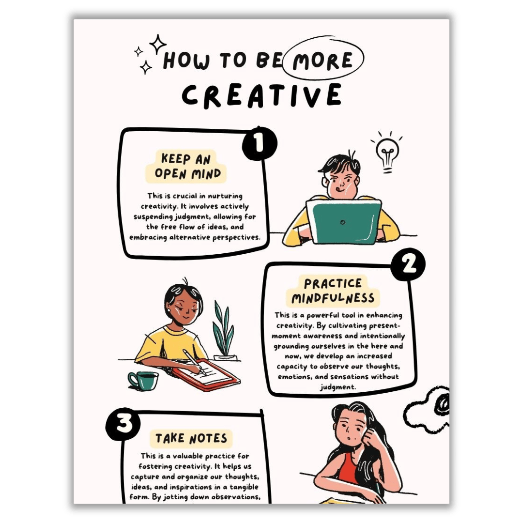 6 Ways to Be More Creative Infographic | Unicorn Mojo Creative