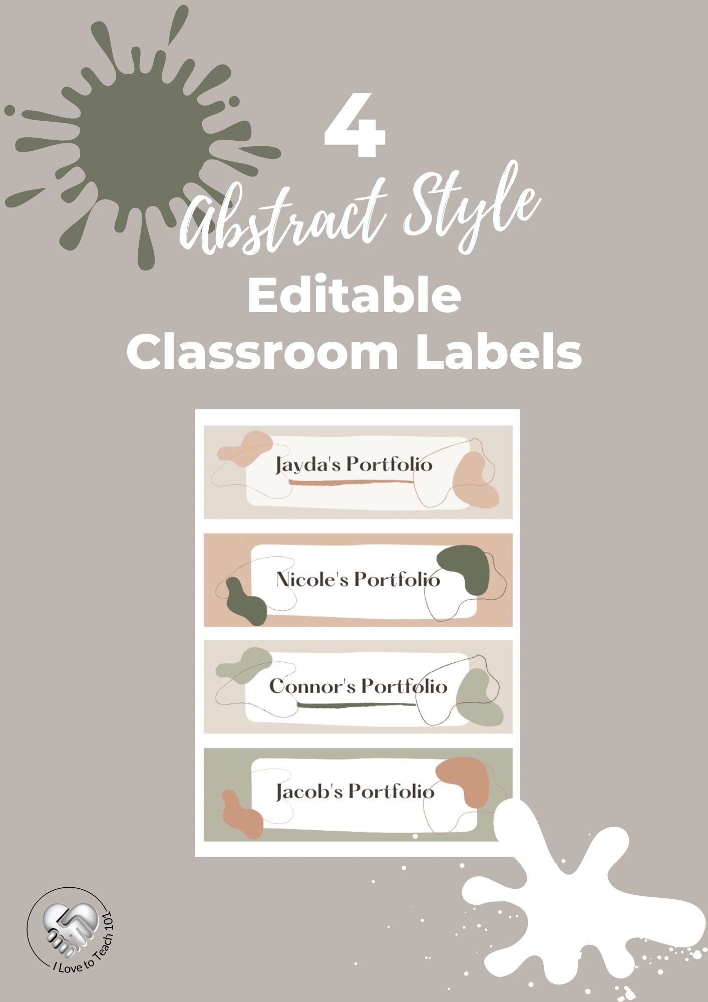 4 Abstract Style Editable Classroom Labels – I Love To Teach 101