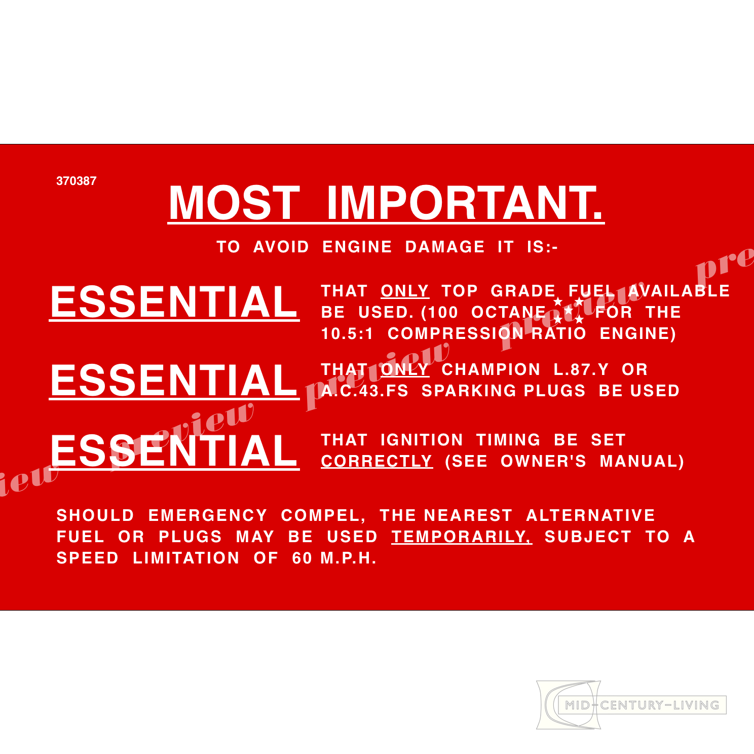 Rover P5 & P5B Label: Most Important – Mid-Century-Living