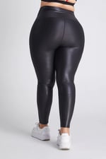 Metallic Black Leggings - Tight - Plus Size