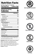 Nutrition facts for Charlie's Kitchen Inflammation Formula Gummies - Low Sugar, Dairy-Free, Gluten-Free, GMO-Free, and Vegan.