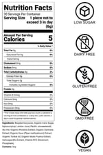Women's Vitality Gummies Nutrition Facts: Plant-based, low-sugar blend with Rhodiola, Damiana, and Ashwagandha for energy and vitality.