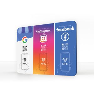 Plaque NFC Trio : Optimisez jusqu'à 3 réseaux ou plateformes grâce à la plaque NFC Trio ! Google, facebook, instagram, linkedin, tik tok, snapchat, youtube, tripadvisor, planity, immovisor, doctolib... et devenez incontournable sur le web.