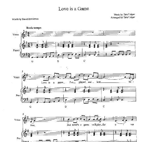 Love is a Game Sheet Music