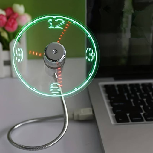 Ventilateur USB LED Portable Avec Affichage De L'heure