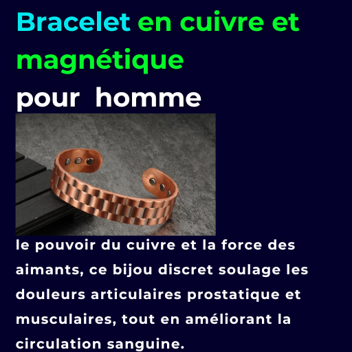 Bracelet en cuivre magnétique pour homme