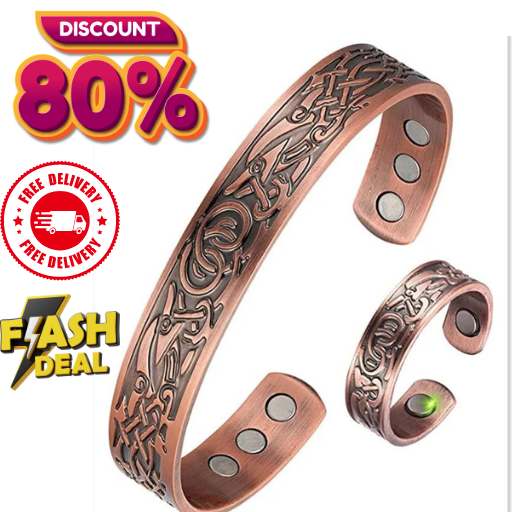 Ensemble de bracelets en cuivre et anneau d'énergie magnétique