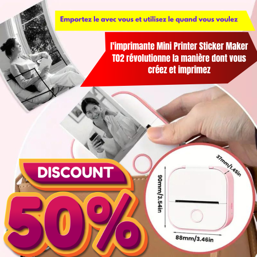 Imprimante de poche pour étiquettes Mini Printer Sticker Maker T02