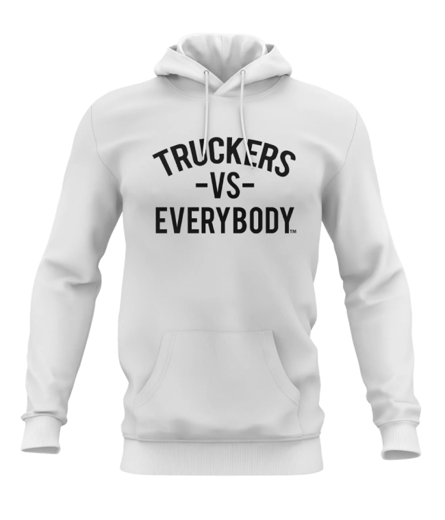 White Hoodie with black text