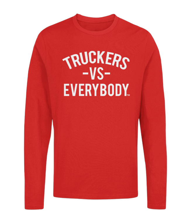 Red Long Sleeve T-shirt with white text
