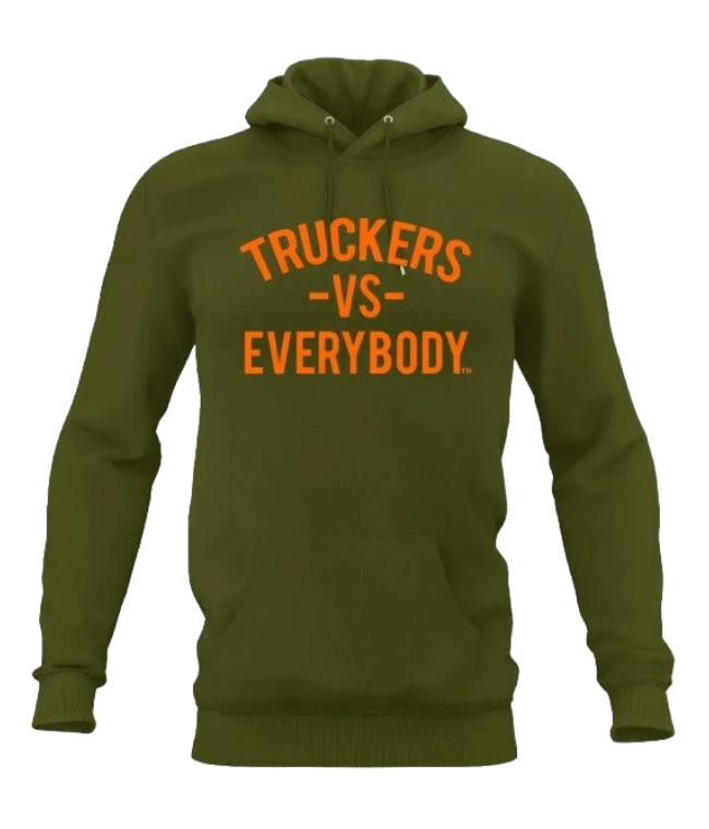 Green Hoodie with orange text