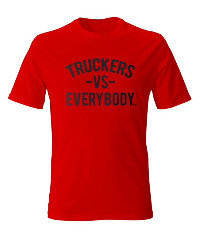 Red T-Shirt with black text