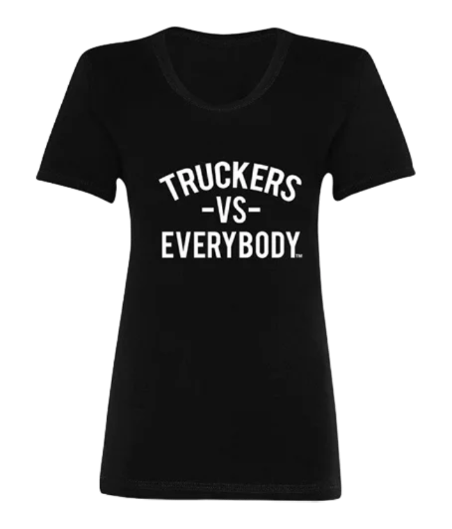 Women's Black T-Shirt with white text