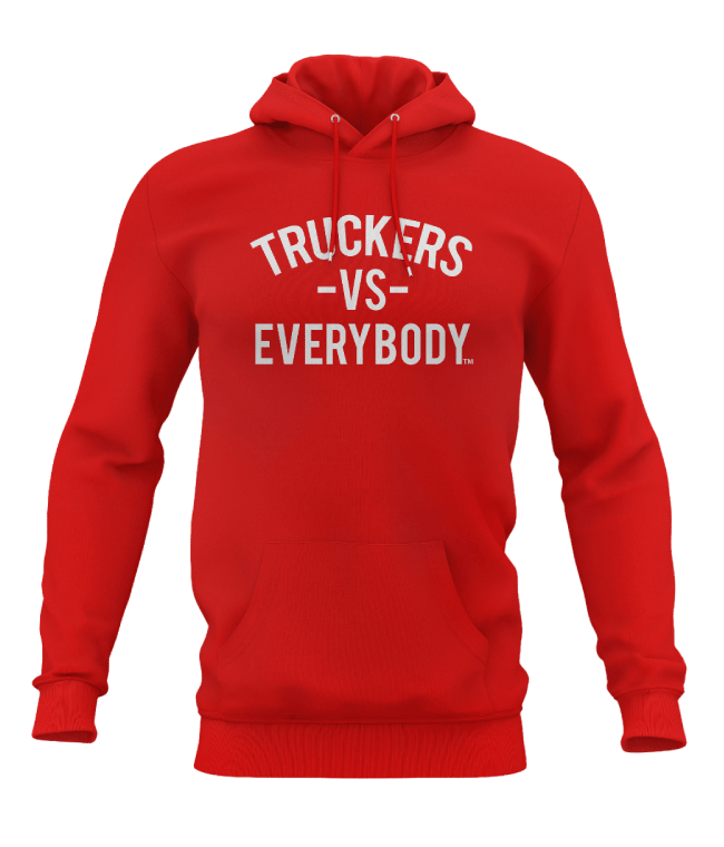 Red Hoodie with white text