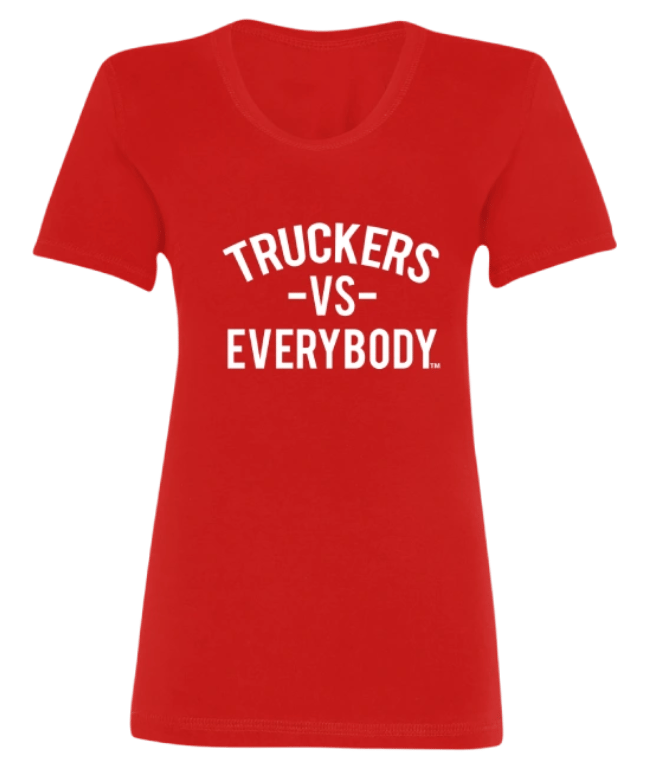 Women's Red T-Shirt with white text