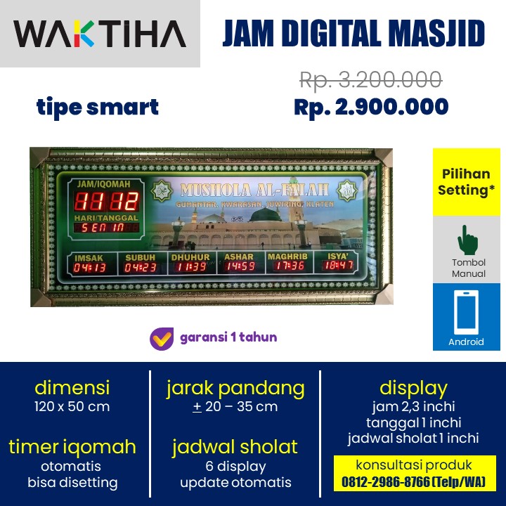 jam jadwal sholat digital tipe smart