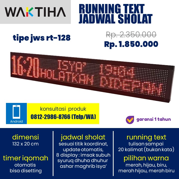jam waktu sholat running text