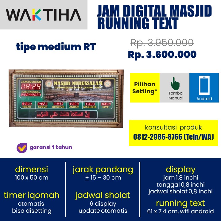 jam jadwal sholat digital masjid running text