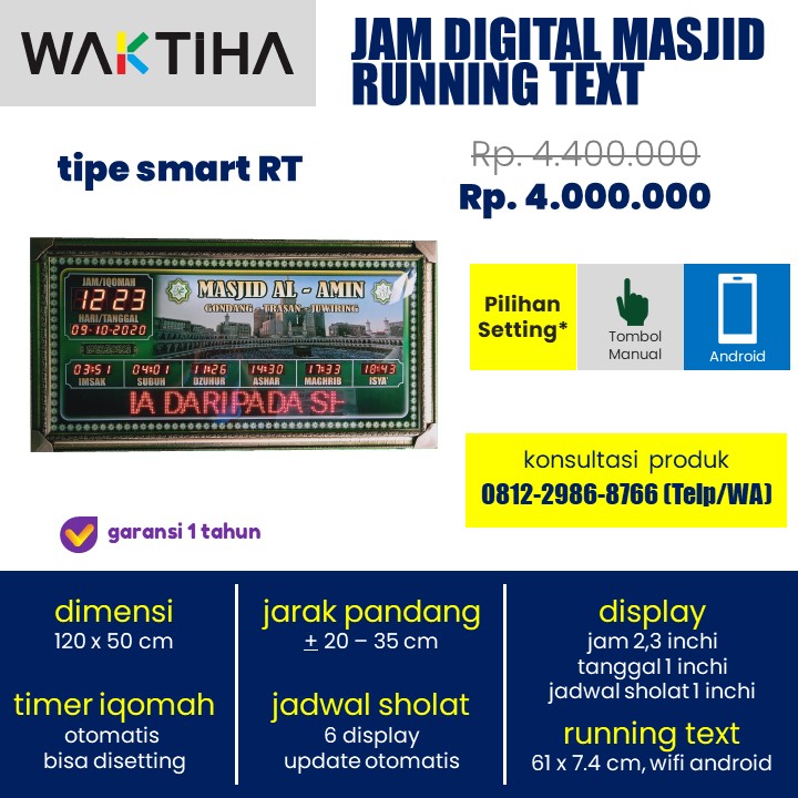 jam jadwal sholat digital masjid running text