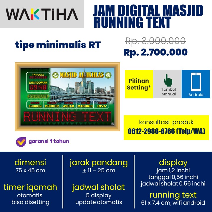 jam jadwal sholat digital masjid running text